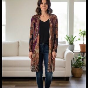 Chico's Vibrant Paisley Open Front Kimono